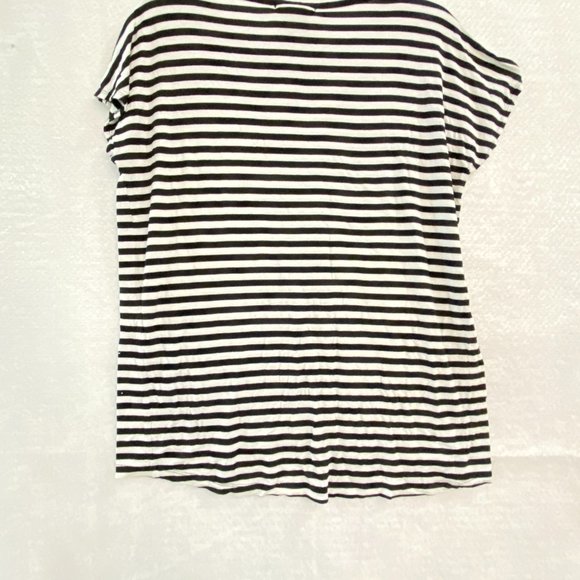 Design History Black White Stripe Top Woman Medium Rhinestones Viscose Knit - Picture 10 of 10